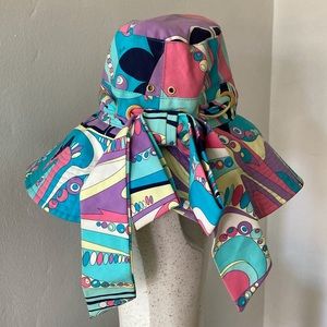 Emilio Pucci Wide Brim Printed Sun Hat Pink Blue